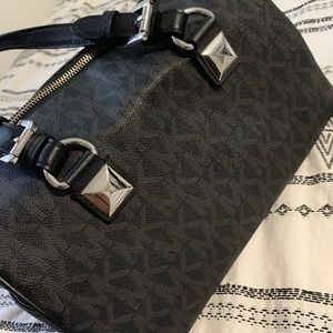 Michael Kors Grayson Satchel in Black with Silver